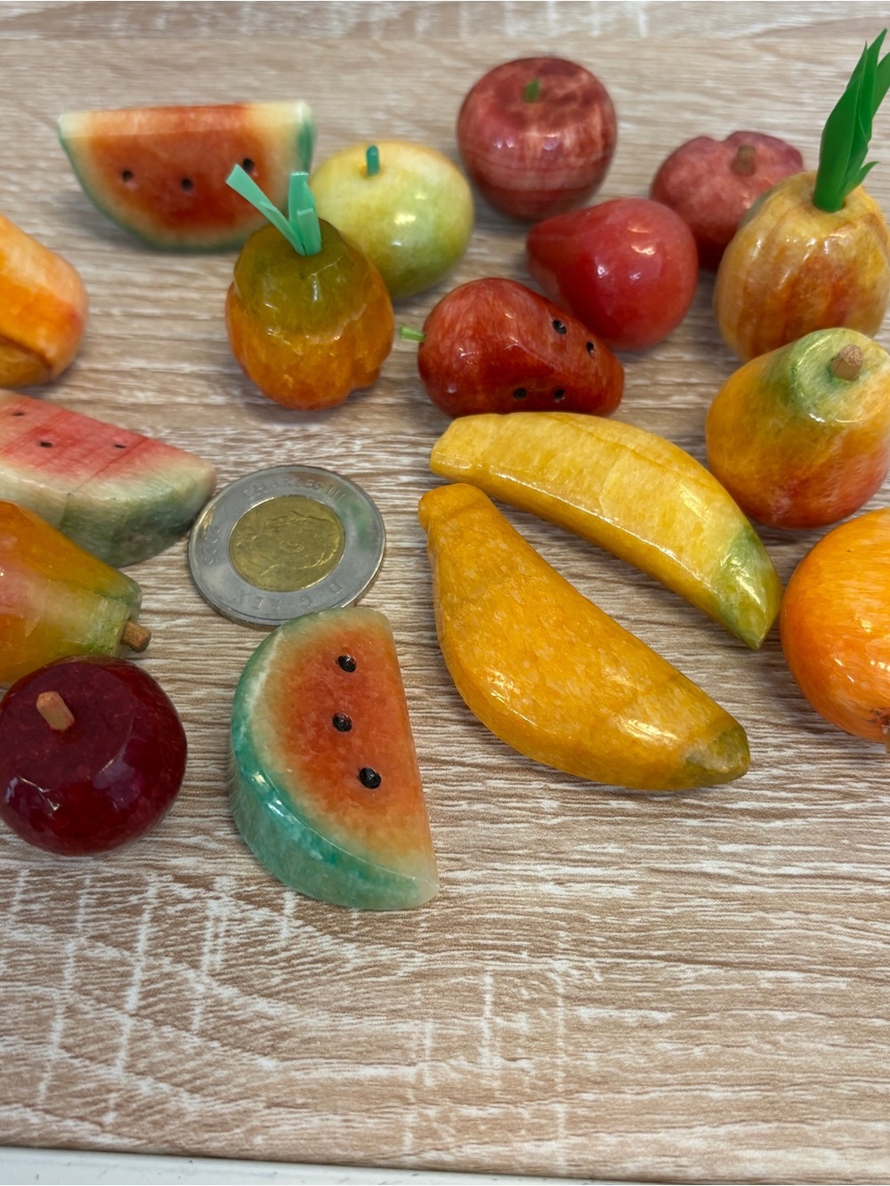 Vintage Carved Alabaster Fruit Set (Unconfirmed Stone)